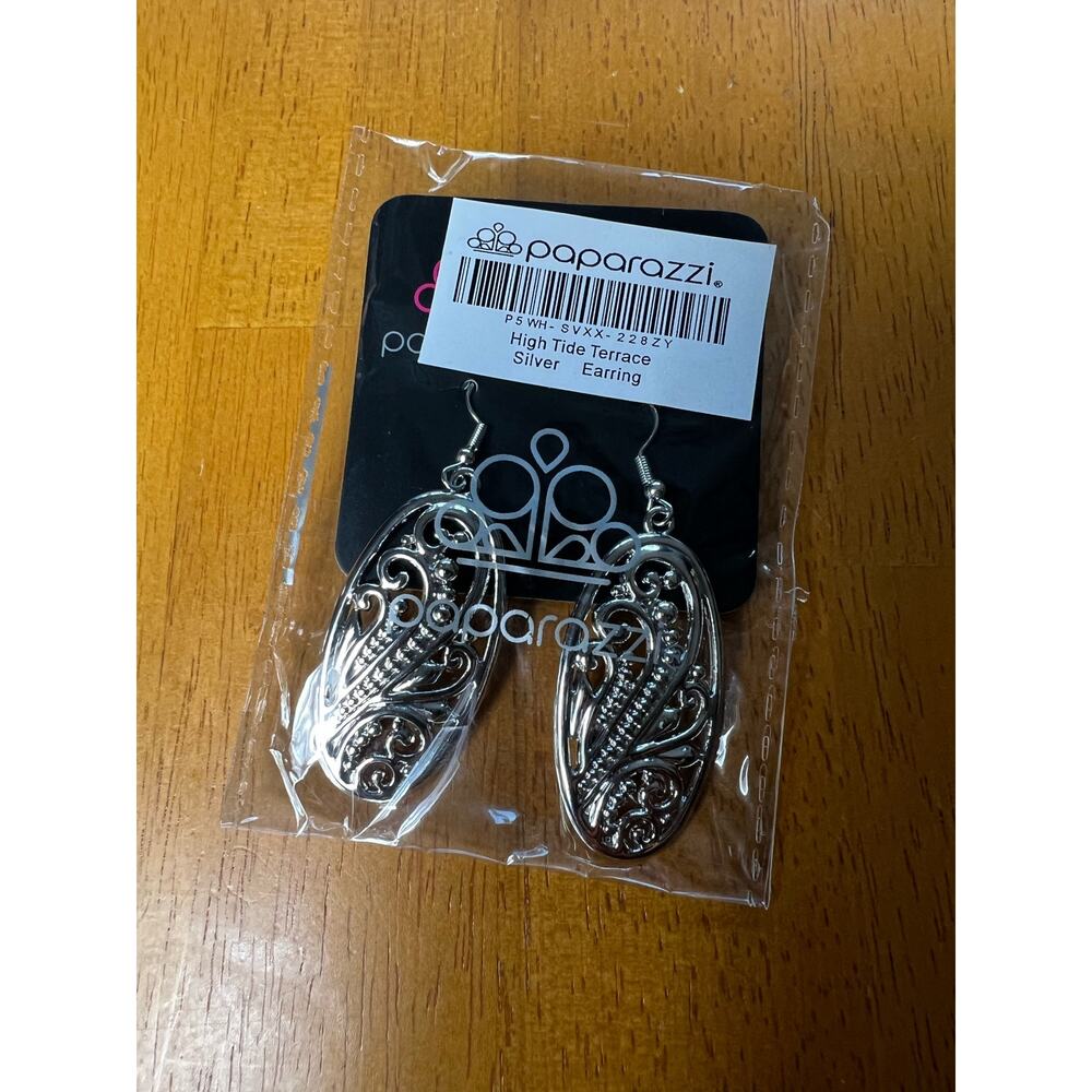 NWT Paparazzi long silver dangle earrings